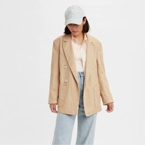 LEVI'S Alexa Classic Oversized Linen Blend Blazer With Double-Breasted Beige